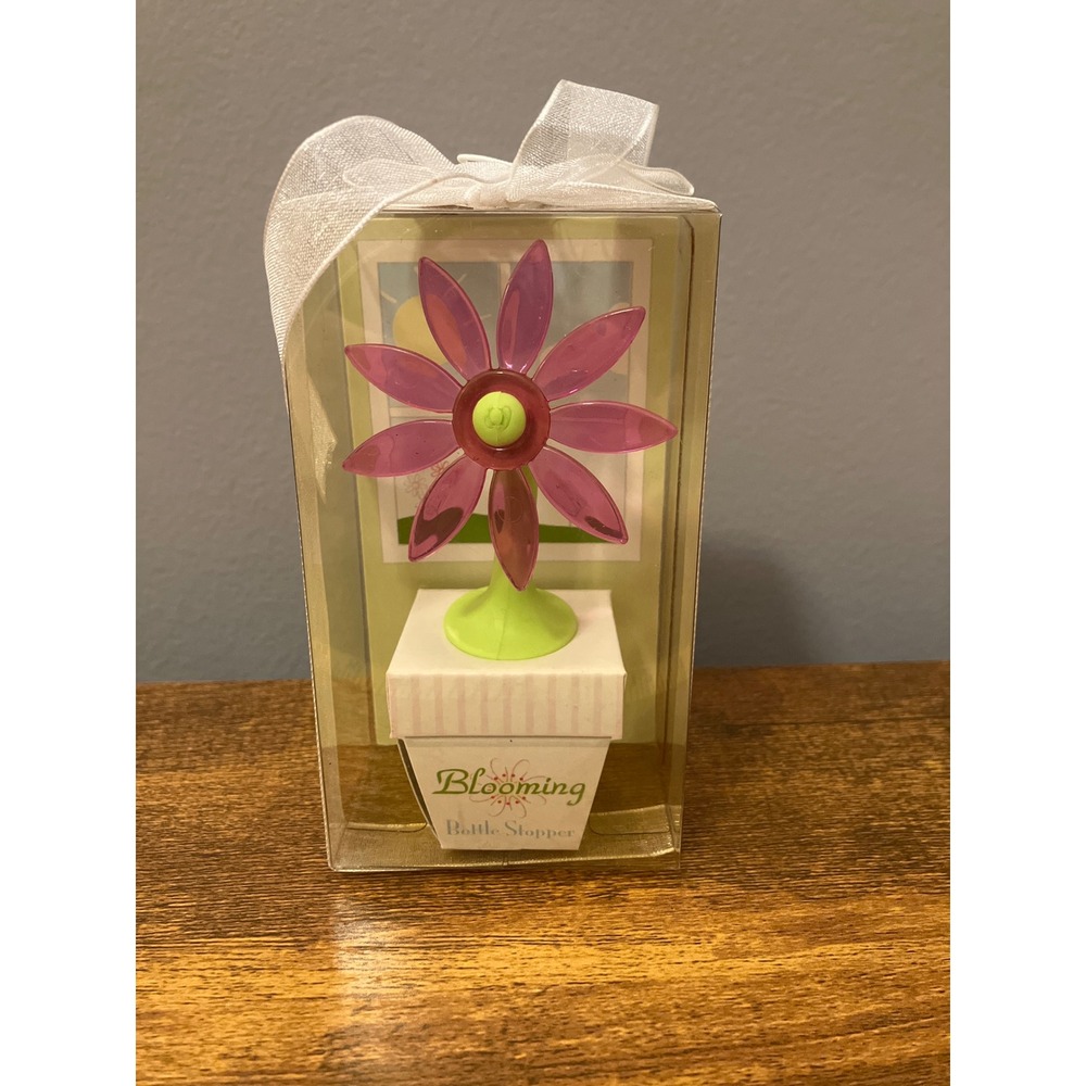 Blooming Bottle Stopper Pink Flower Wine Accessory Gift Boxed Garden Theme